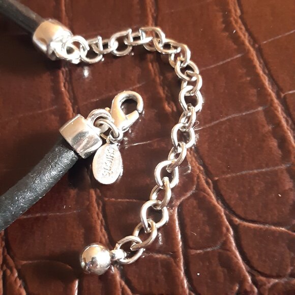 CHICO's 15 inch Silver Tone Statement Leather Rope Necklace - Picture 4 of 9